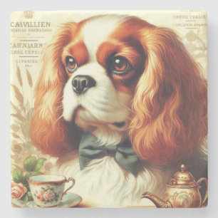 Porta-copo De Pedra Vintage Cavalier King Charles Spaniel Painting
