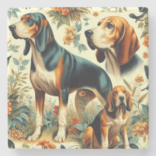 Porta-copo De Pedra Vintage Coonhound Seamless