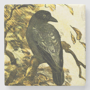 Porta-copo De Pedra Vintage Crow Perch num galho Theo van Hoytema