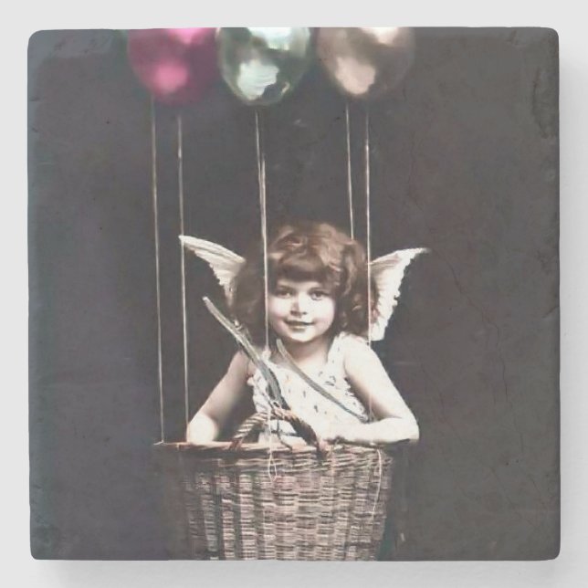 Porta-copo De Pedra Vintage Cupid (Frente)