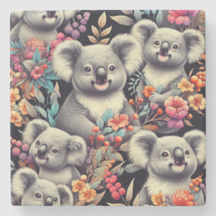Porta-copo De Pedra Vintage Cute Koala Pintura
