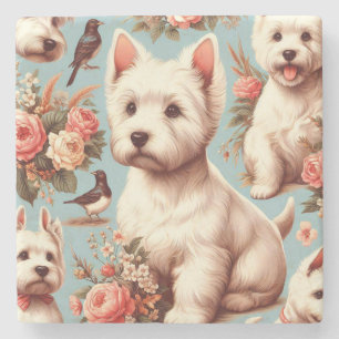 Porta-copo De Pedra Vintage Cute West Highland White Terrier