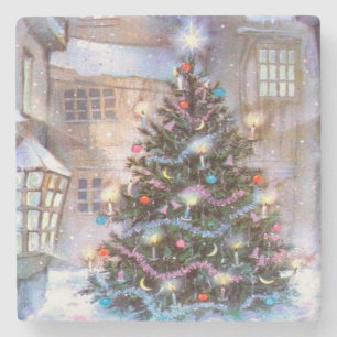 Porta-copo De Pedra Vintage da Árvore de Natal