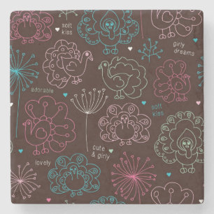 Porta-copo De Pedra vintage do papel de parede de india da flor de