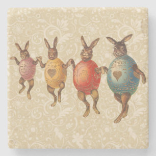 Porta-copo De Pedra Vintage Easter Bunnies dança com fantasias de ovo