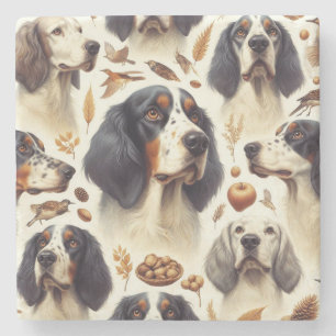 Porta-copo De Pedra Vintage English Setter Seamless