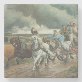 Porta-copo De Pedra Vintage Fire Engine (por Eugène Burnand)