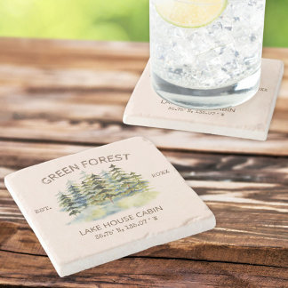 Porta-copo De Pedra Vintage Foggy Green Forest Watercolor Cablagem