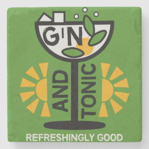 Porta-copo De Pedra Vintage Gin E Tonic Art