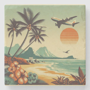 Porta-copo De Pedra Vintage Hawaii/Tropical