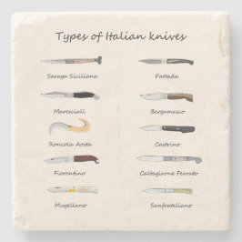 Porta-copo De Pedra Vintage Italian Knives Pattern 