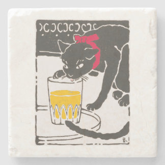 Porta-copo De Pedra Vintage Japanese Beer Cat Art Goyo Retro