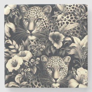 Porta-copo De Pedra Vintage Jungle Jaguar