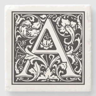 Porta-copo De Pedra Vintage - Letra "A"