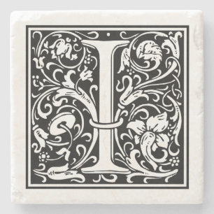 Porta-copo De Pedra Vintage - Letra "I"