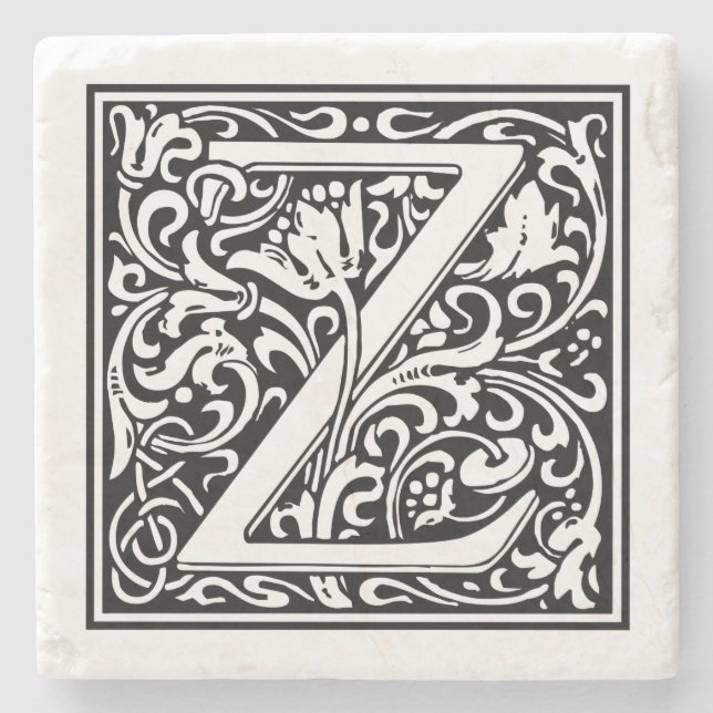 Porta-copo De Pedra Vintage - Letra "Z" (Frente)