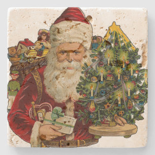 Porta-copo De Pedra Vintage Papai Noel com Natal dos presentes