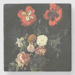 Porta-copo De Pedra Vintage pintando "A Vida Estática com Flores"