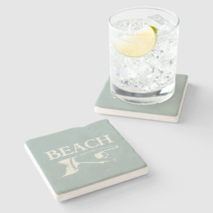 Porta-copo De Pedra Vintage Pointing Beach Sinal