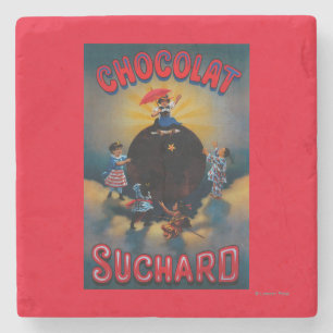 Porta-copo De Pedra Vintage PosterEurope de Chocolat Suchard