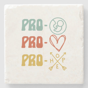 Porta-copo De Pedra Vintage Pro-Life Pro-Love Pro-Hope