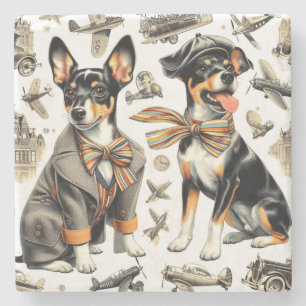 Porta-copo De Pedra Vintage Rat Terrier Seamless