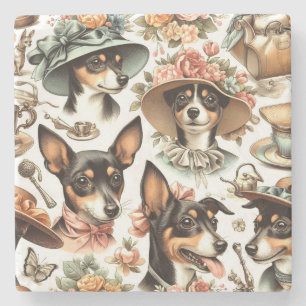 Porta-copo De Pedra Vintage Rat Terrier Seamless