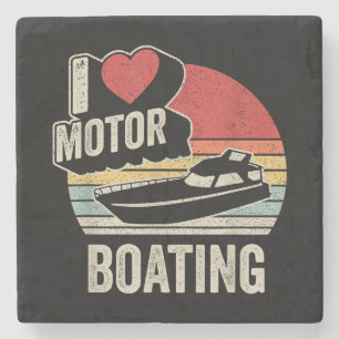 Porta-copo De Pedra Vintage Retro I Love Motor Barco Engraçado Boater