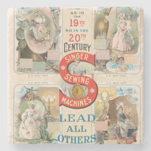 Porta-copo De Pedra Vintage Singer Sewing Machine Ad