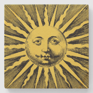 Porta-copo De Pedra Vintage Sun Face