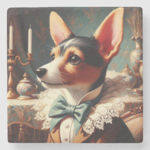Porta-copo De Pedra Vintage Toy Fox Terrier Painting