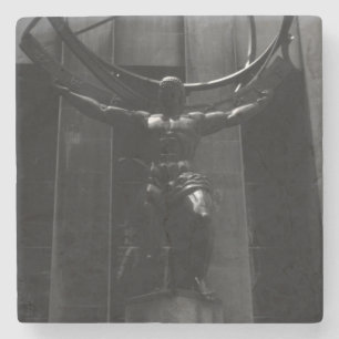 Porta-copo De Pedra Vintage USA New York rockefeller Atlas estátua