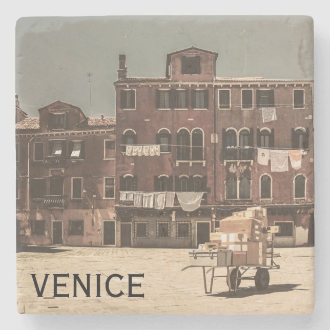 Porta-copo De Pedra Vintage Venice (Frente)