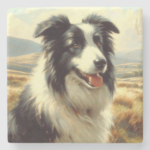 Porta-copo De Pedra Vintage Welsh Sheepdog Painting