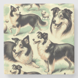 Porta-copo De Pedra Vintage Welsh Sheepdog Seamless