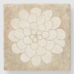 Porta-copo De Pedra Vintage White Dahlia Floral Casamento