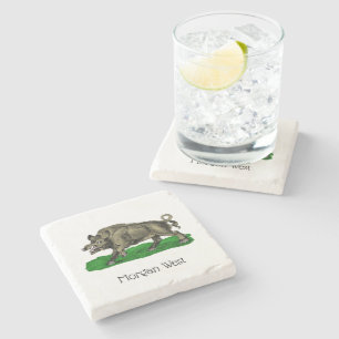 Porta-copo De Pedra Vintage Wild Boar Draar BW #3C