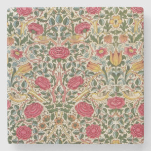Porta-copo De Pedra Vintage William Morris Rosa Pink Yellow Flora