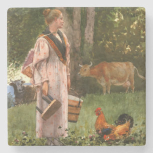 Porta-copo De Pedra Vintage Winslow homer The Milk Maid