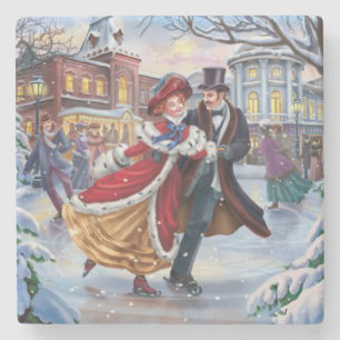 Porta-copo De Pedra Vintage Winter Skate Fine Art