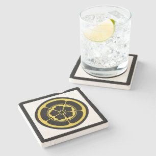 Porta-copo De Pedra Vintage Yellow Oda Japan Mon Oriental Art