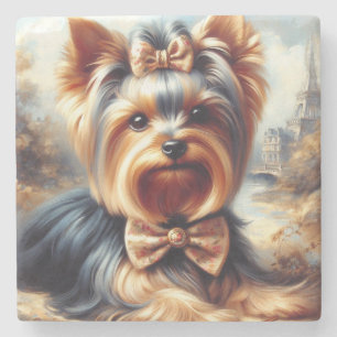 Porta-copo De Pedra Vintage Yorkshire Terrier Painting