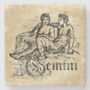 Porta-copo De Pedra Vintage Zodiac Gemini