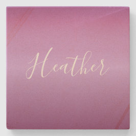 Porta-copo De Pedra Violeta Roxa e Script Branco Personalizado