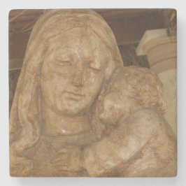 Porta-copo De Pedra Virgem Maria & Menino Jesus