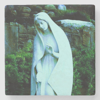 Porta-copo De Pedra Virgin Mary Statue Blue