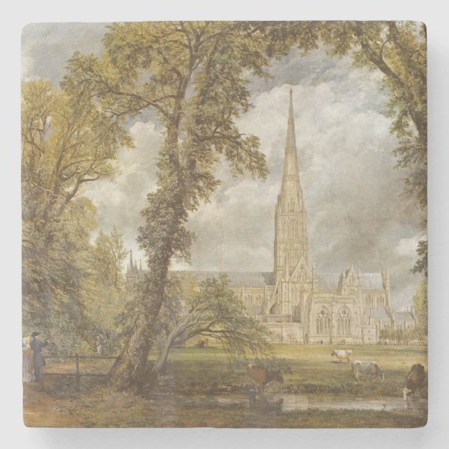 Porta-copo De Pedra Visão da Catedral de Salisbury (por John Constable (Frente)