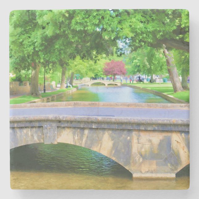 Porta-copo De Pedra Visão de Bourton na Água (Frente)