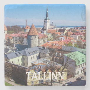Porta-copo De Pedra Vista aérea de Tallinn centro na Estônia