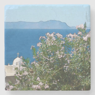 Porta-copo De Pedra Vista do mar de aquarelas